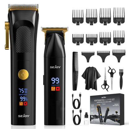 Sejoy Professional Hair Clipper & Trimmer Set – Rechargeable Grooming Kit for Men