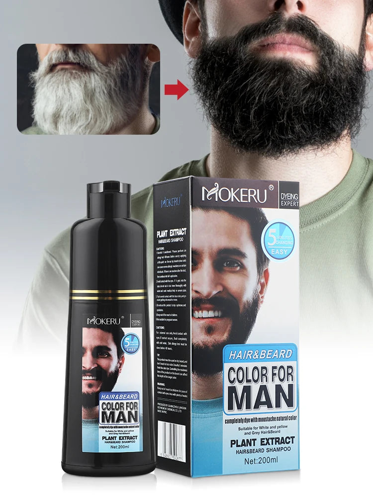 Natural Beard Dye Shampoo | Grey Hair Coverage & Beard Color – Instant Blackening