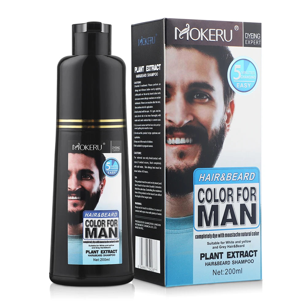 Natural Beard Dye Shampoo | Grey Hair Coverage & Beard Color – Instant Blackening