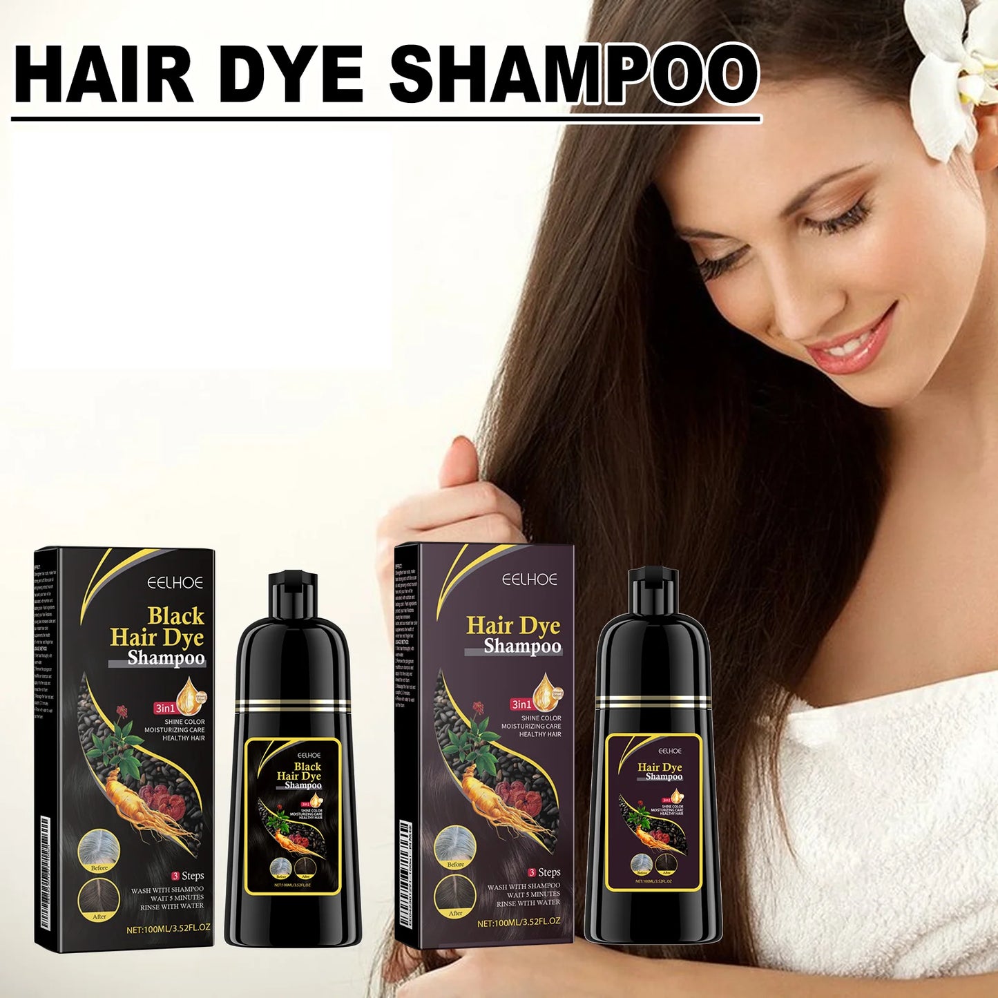 EELHOE Black Hair Dye Shampoo