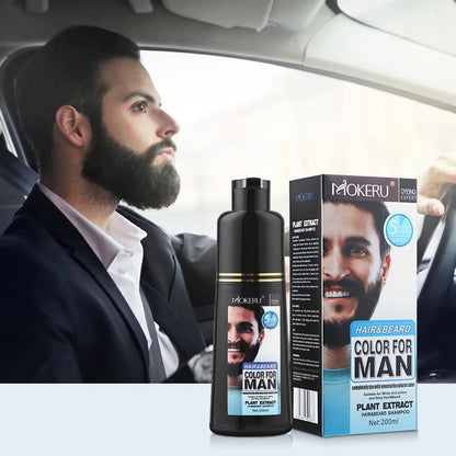 Natural Beard Dye Shampoo | Grey Hair Coverage & Beard Color – Instant Blackening