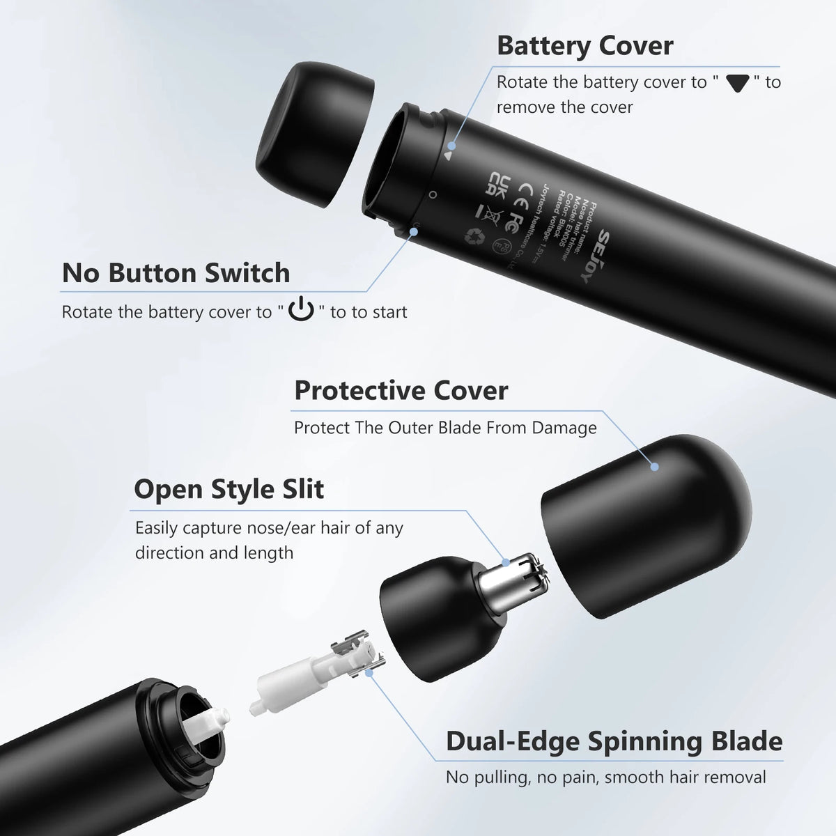 SEJOY Electric Nose Hair Trimmer – USB Rechargeable Nose & Ear Hair Remover for Men