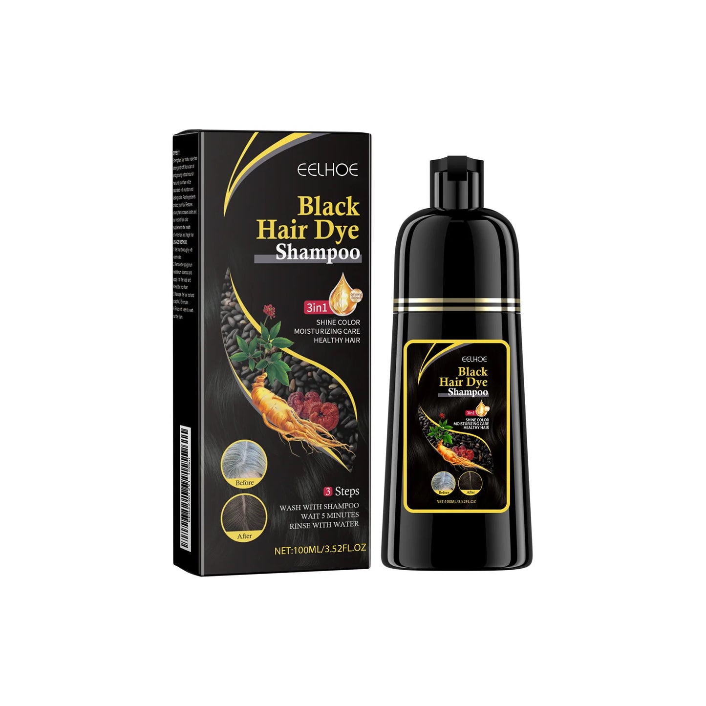 EELHOE Black Hair Dye Shampoo